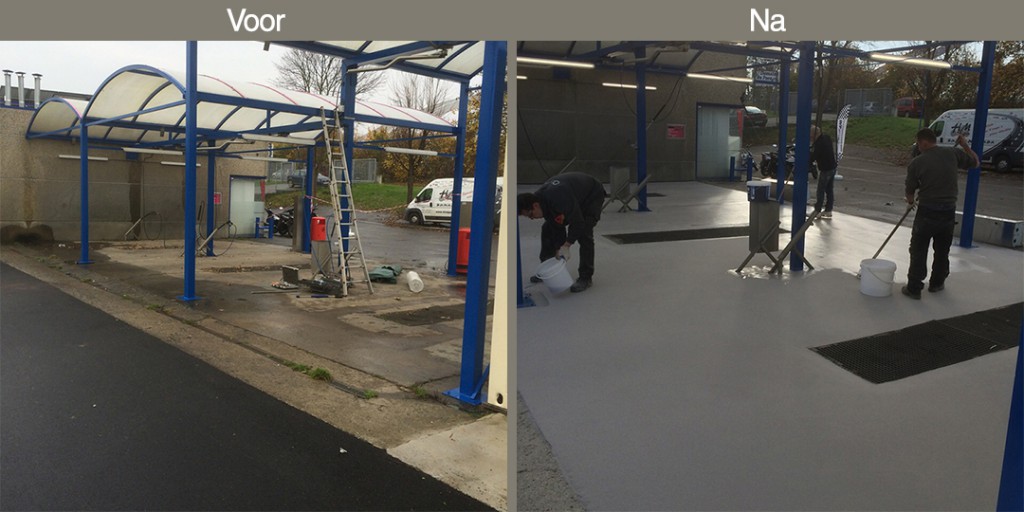 Verschillende Kunststof Gietvloer Projecten Voor En Na Diamond Flooring